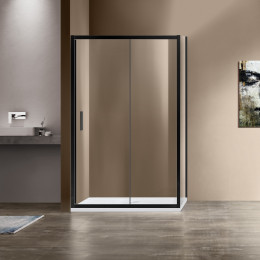 Душевой уголок Garda VSR-1G1015CLB, 1500*1000, черный, стекло прозрачное
