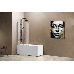 Душевая шторка на ванну, 1140*1400, вороненая сталь, стекло прозрачное, VSB-12114CLGM