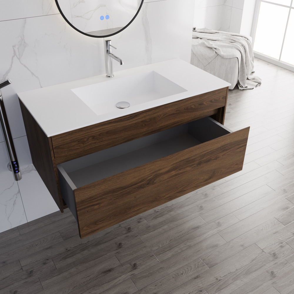 База под раковину Chiara 1000 подвесная, 1 выкатной ящик soft-close, C.Oak