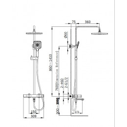 Душевая стойка Cube VSFS-1C1CH с изливом, хром