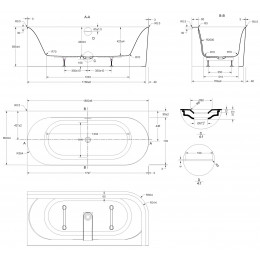 Ванна акриловая Vincea VBT-704-1800-R, 1800*800*585, цвет белый, правая, щелевой перелив, слив белый