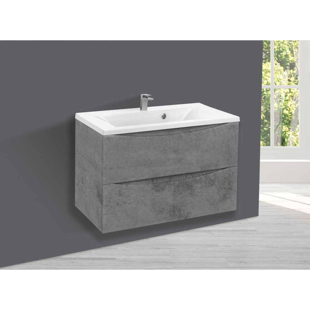 База под раковину Mia 750 подвесная, 2 выкатных ящика soft close, Beton