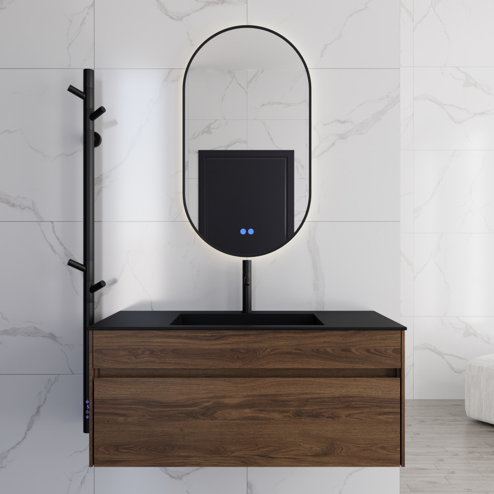 База под раковину Chiara 1000 подвесная, 1 выкатной ящик soft-close, C.Oak