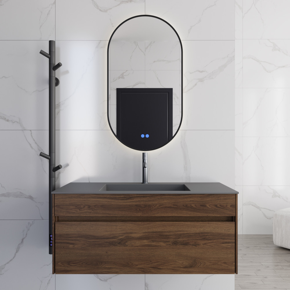 База под раковину Chiara 1000 подвесная, 1 выкатной ящик soft-close, C.Oak