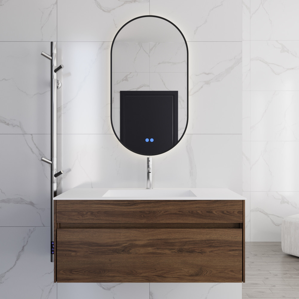 База под раковину Chiara 1000 подвесная, 1 выкатной ящик soft-close, C.Oak