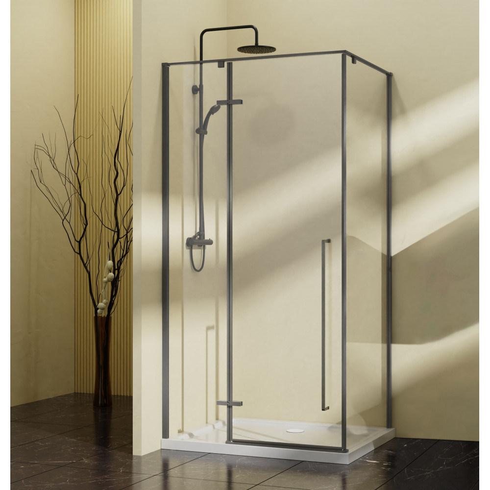 Душевой уголок Slim-N VSR-5SN9010CLGM, 1000*900, вороненая сталь, стекло прозрачное