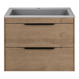 База под раковину Chiara 2D 600 подвесная, 2 выкатных ящика soft-close, N.Oak