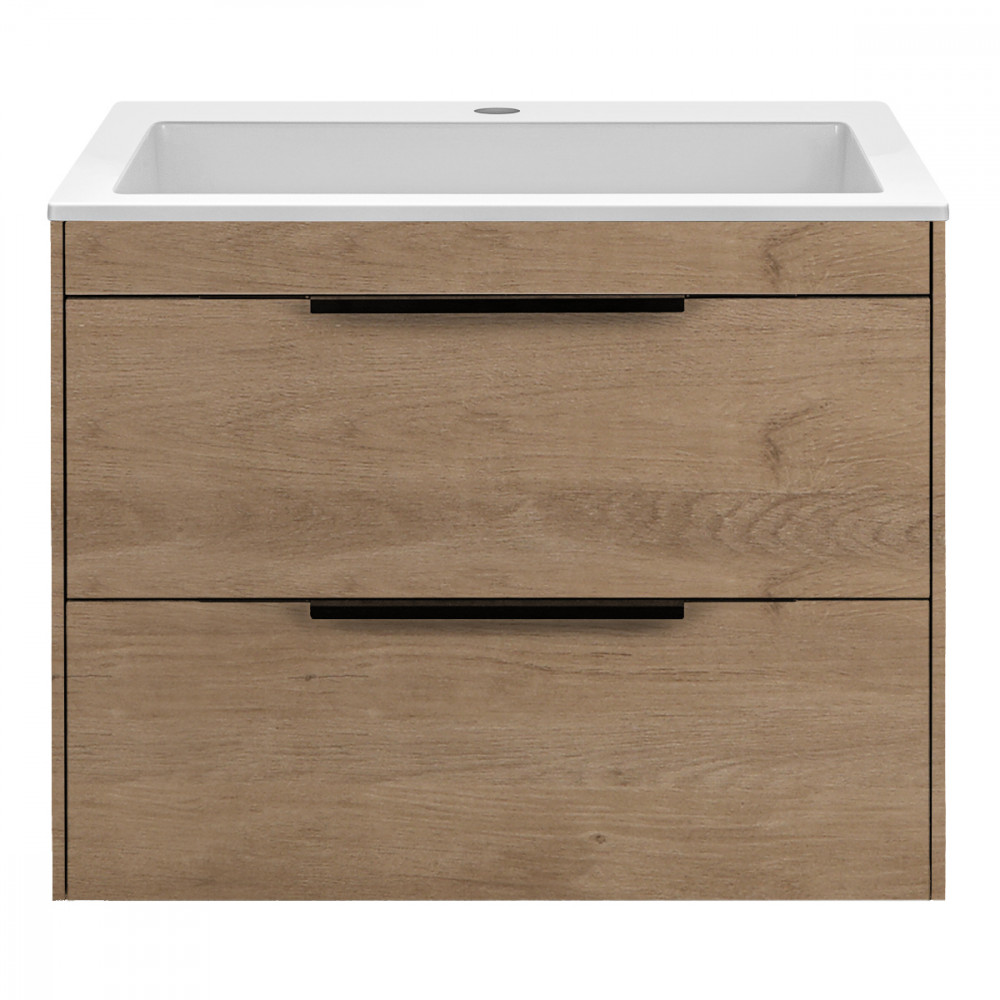 База под раковину Chiara 2D 600 подвесная, 2 выкатных ящика soft-close, N.Oak