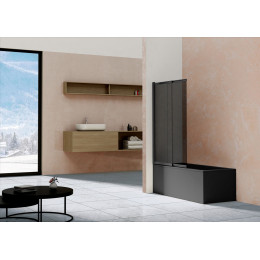 Душевая шторка на ванну, 1000*1450, матовый черный, стекло тонированное, VSB-1E100CGB