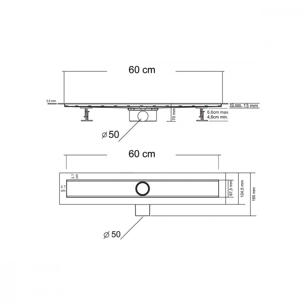 Душевой лоток SAY OPTIMA 601.60.B.M.S.NSN, 60 см, матовый черный