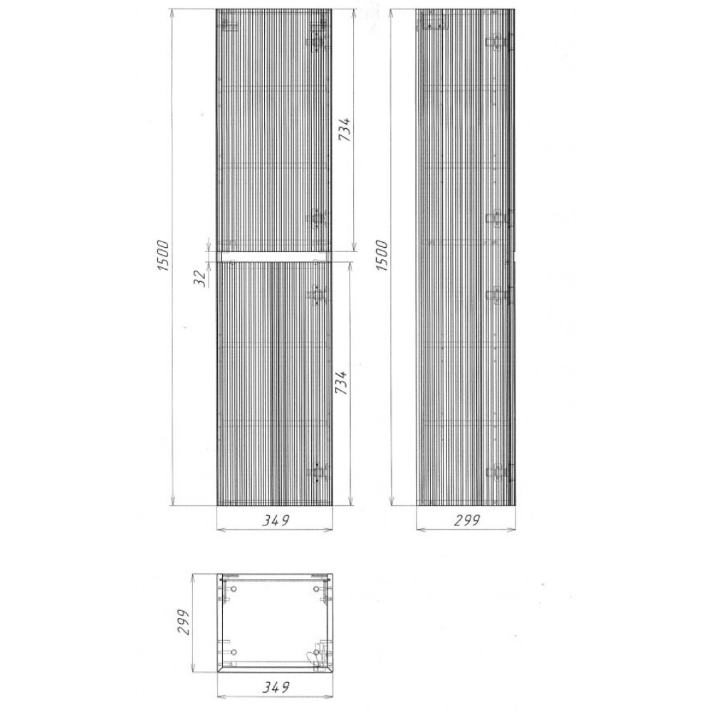 Шкаф Велле (Welle) VSC-2WL150MW подвесной, 1500*350*300, Белый матовый софт-тач