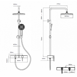 Душевая стойка VSFS-402MB, черный матовый