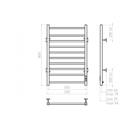 Полотенцесушитель электрический Vincea VTD-1LBE 50x80, черный, таймер