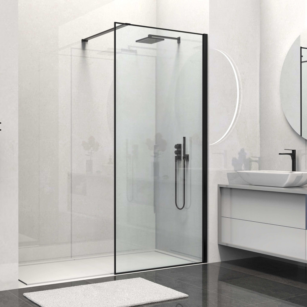 Душевая перегородка Walk-In VSW-1HS100CLB, 1000*2000, черный матовый, стекло прозрачное