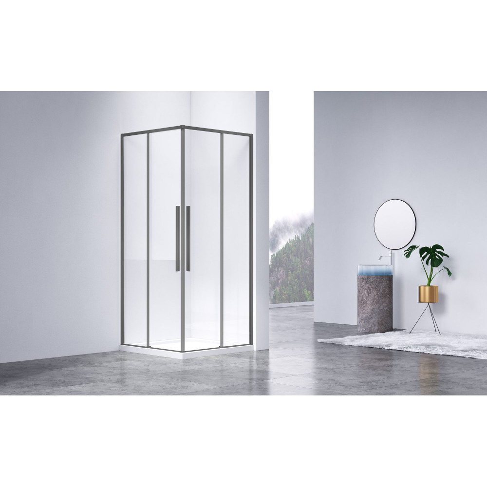 Душевой уголок Slim-N VSS-4SN8010CLGM, 1000*800, вороненая сталь, стекло прозрачное