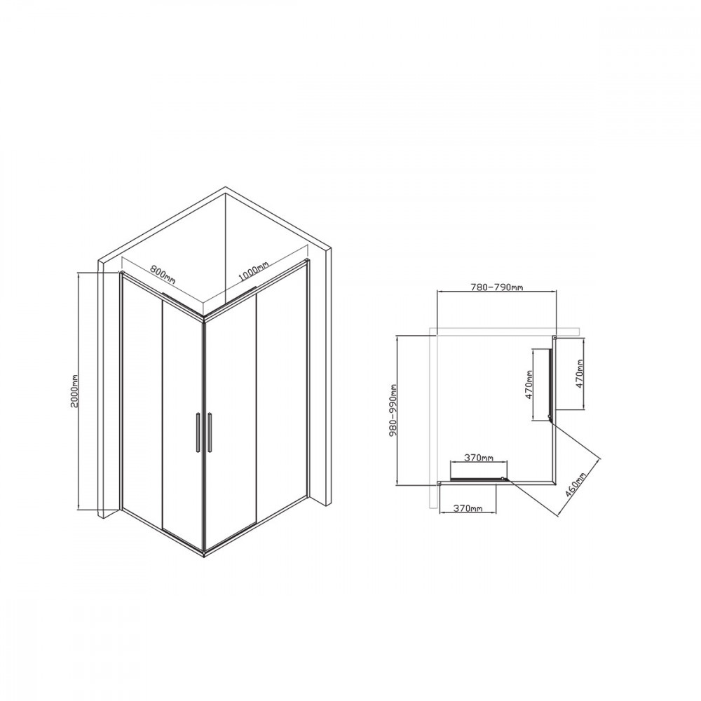 Душевой уголок Slim-U VSS-2SU8010CL, 1000*800, хром, стекло прозрачное