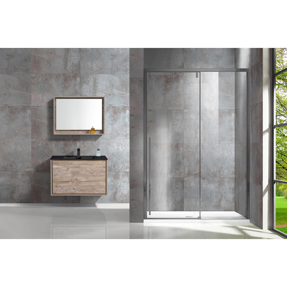 Душевая дверь Lugano VDS-1L120CLGM-1, 1200, вороненая сталь, стекло прозрачное