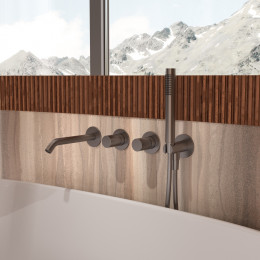 Смеситель для ванны Аура (Aura) VBTW-6AU1GM, встраиваемый, вороненая сталь