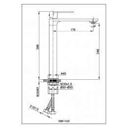 Смеситель для раковины Vogue VBF-1V2BG однорычажный, брашированное золото