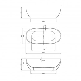 Ванна акриловая Vincea VBT-408-1800, 1800*815*580, цвет белый, щелевой перелив