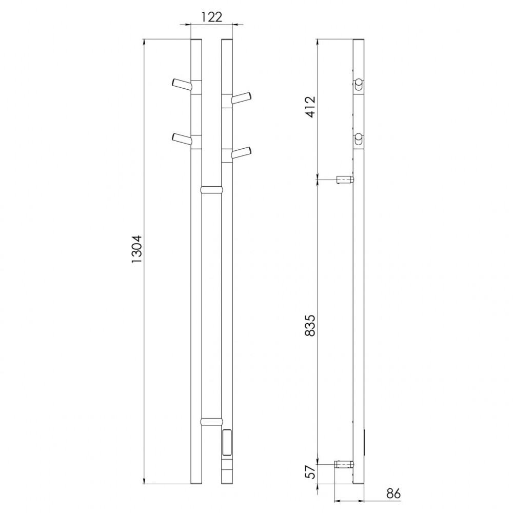 Полотенцесушитель электрический Vincea VTD-1D2GE 25х130, графит, таймер