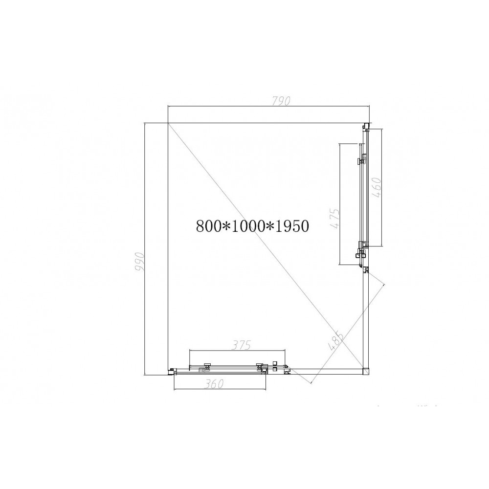 Душевой уголок Slim-N VSS-4SN8010CLB, 1000*800, черный, стекло прозрачное