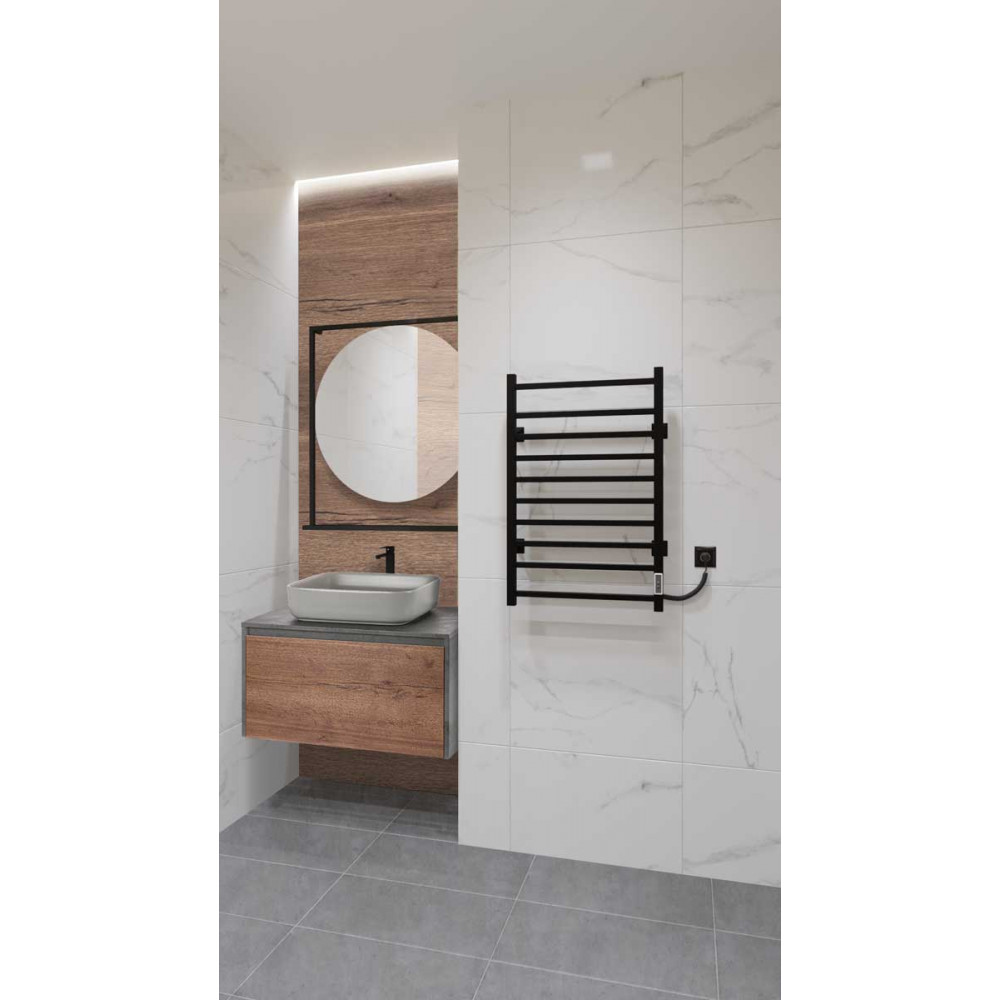Полотенцесушитель электрический Vincea VTD-1LBE 50x80, черный, таймер