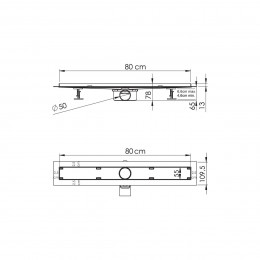 Душевой лоток SAY ALMIRA -S 602.80.S.U, 80 см, под плитку