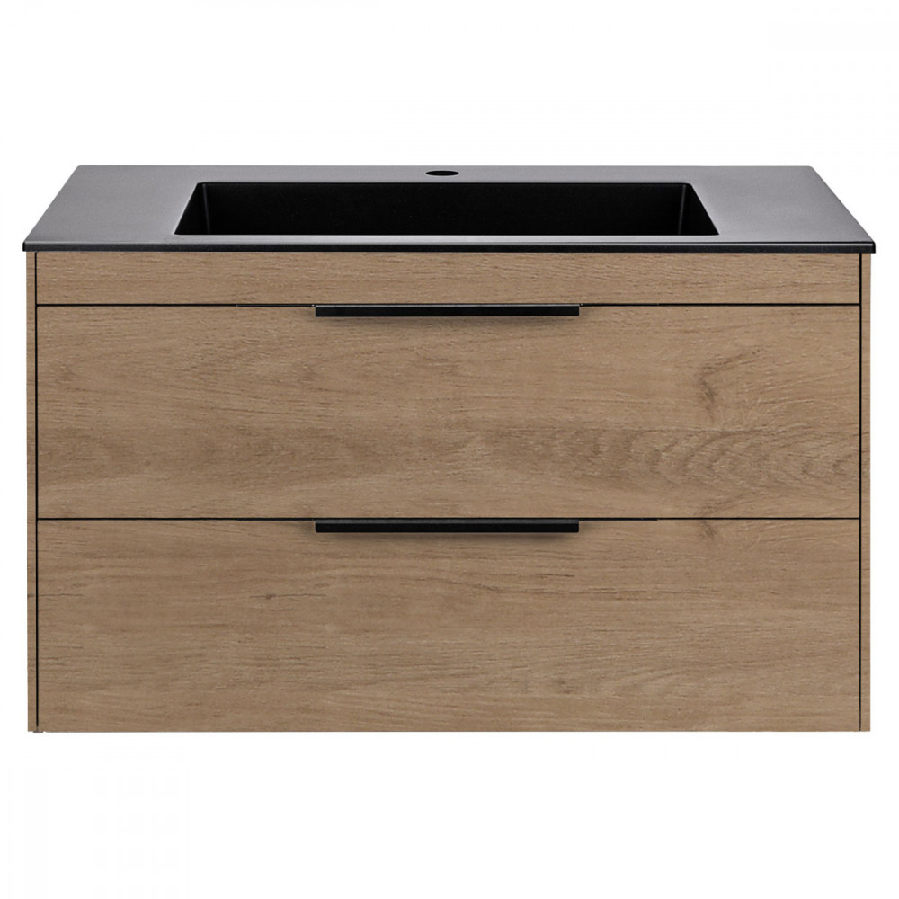 База под раковину Chiara 2D 800 подвесная, 2 выкатных ящика soft-close, N.Oak