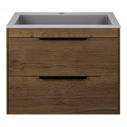 База под раковину Chiara 2D 600 подвесная, 2 выкатных ящика soft-close, T.Oak