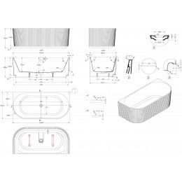 Ванна акриловая Vincea VBT-706-1700, 1700*800*585, цвет белый, щелевой перелив, слив белый