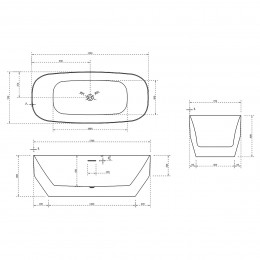 Ванна акриловая Vincea VBT-630, 1700*750*600, цвет белый, слив-перелив в комплекте, белый