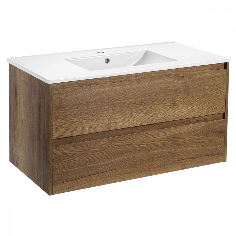База под раковину Gio 1000 подвесная, 2 выкатных ящика soft-close, T.Oak