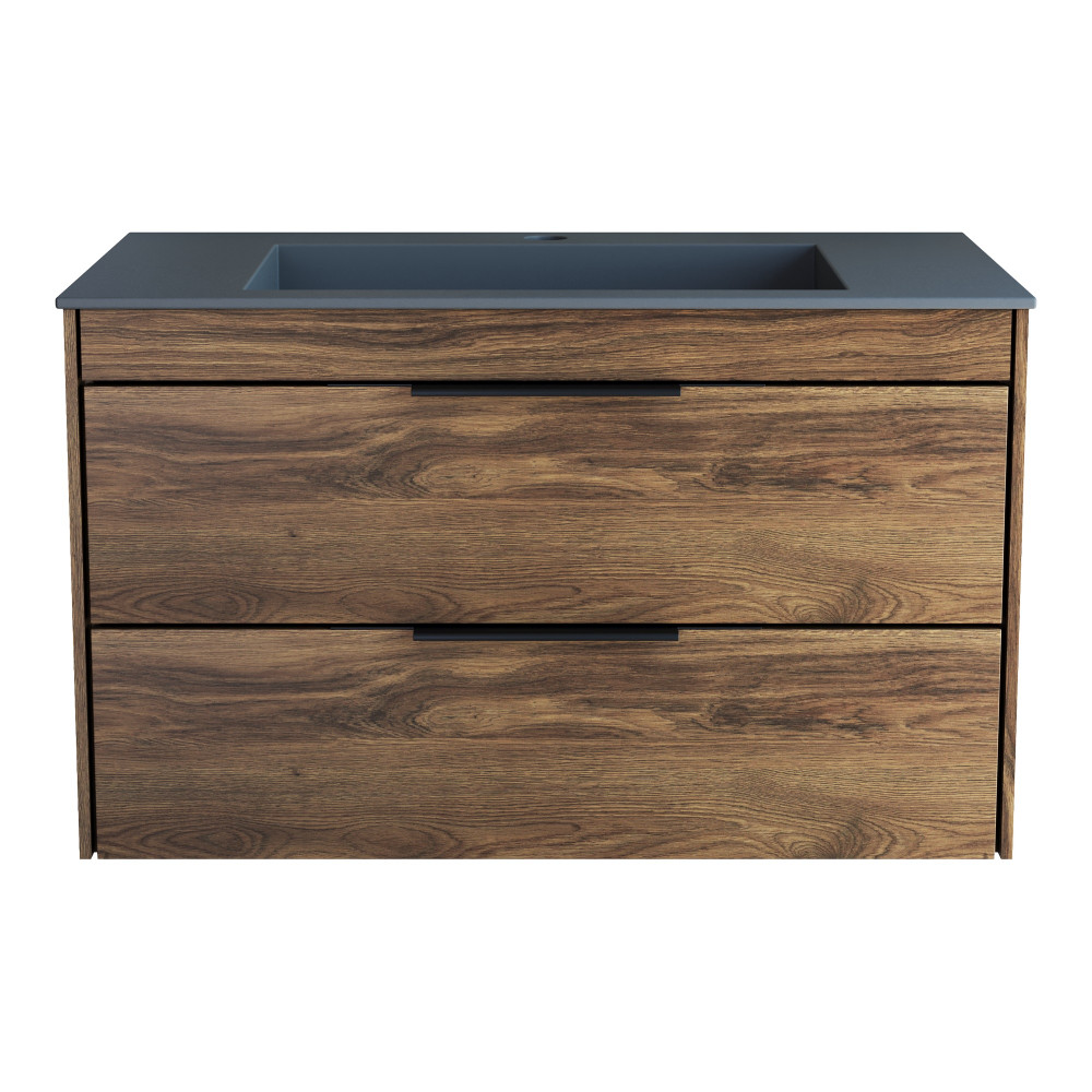 База под раковину Chiara 2D 800 подвесная, 2 выкатных ящика soft-close, С.Oak