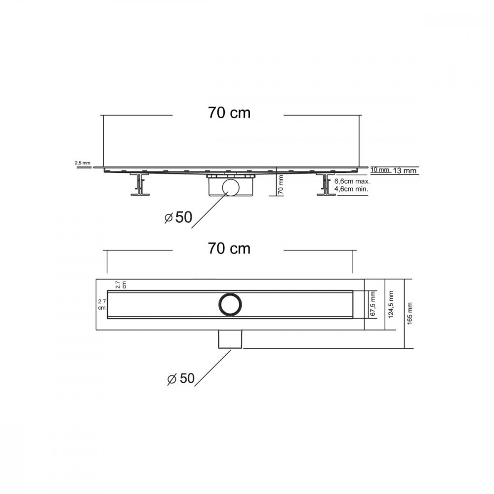 Душевой лоток SAY OPTIMA 601.70.B.M.S.NSN, 70 см, матовый черный