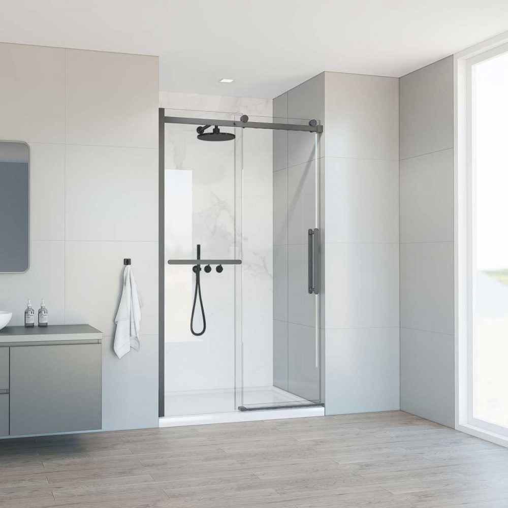 Душевая дверь Como Soft VDS-1CS130CLGM, 1300, вороненая сталь, стекло прозрачное