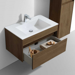 База под раковину Chiara 800 подвесная, 1 выкатной ящик soft-close, T. Oak