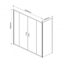 Душевой уголок Garda VSR-1G21020CL, 2000*1000, хром, стекло прозрачное