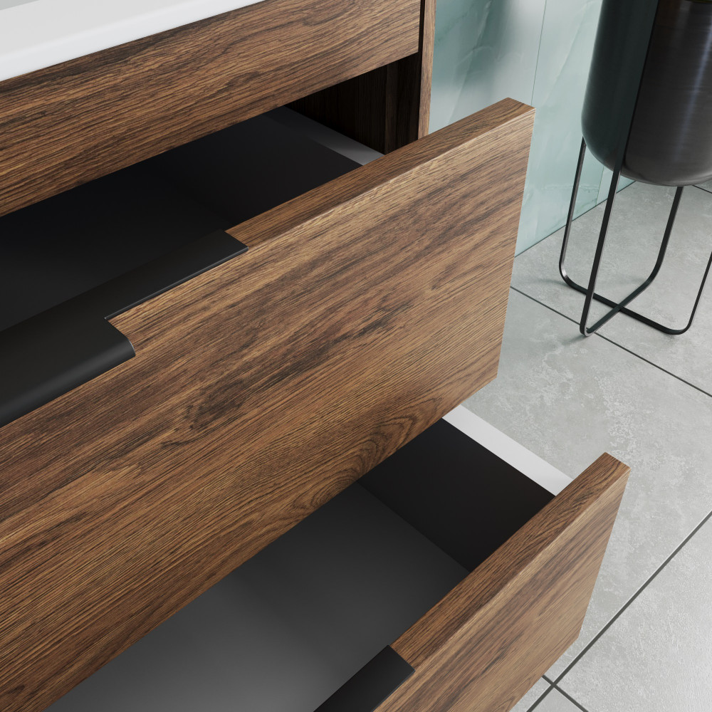 База под раковину Chiara 2D 800 подвесная, 2 выкатных ящика soft-close, С.Oak