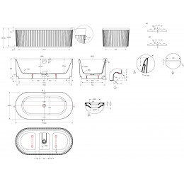 Ванна акриловая Vincea VBT-709-1700MG, 1700*800*585, цвет мат. беж./бел, щелевой перелив, слив белый