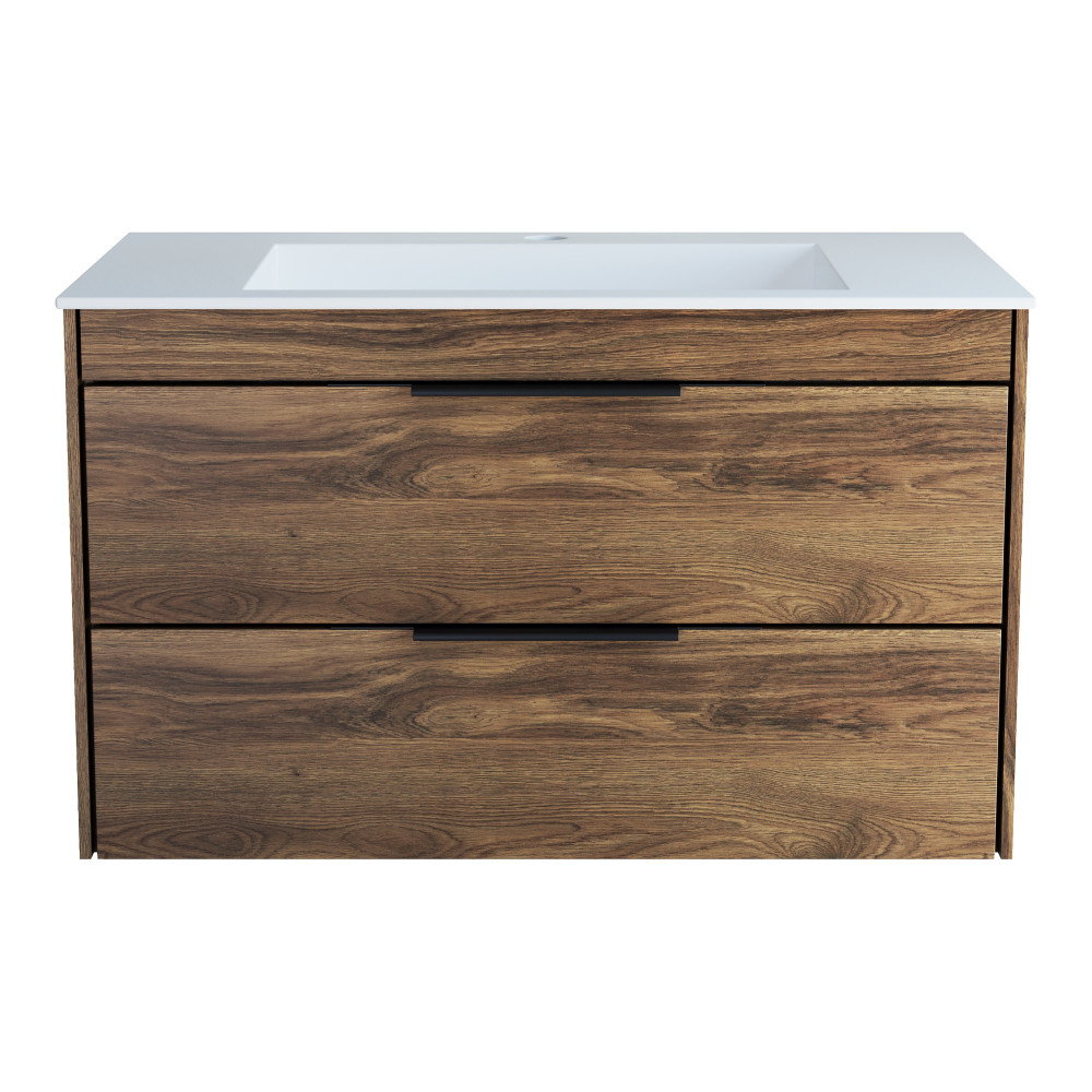 База под раковину Chiara 2D 800 подвесная, 2 выкатных ящика soft-close, С.Oak