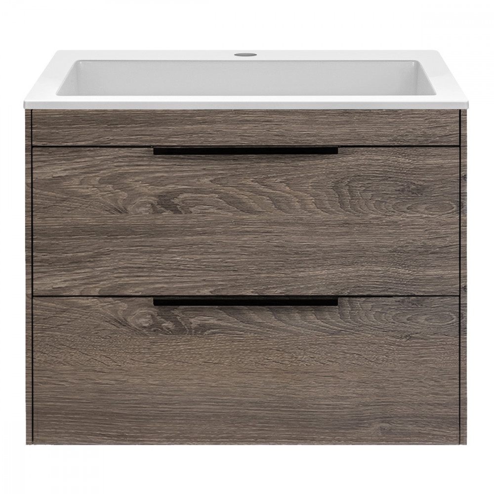 База под раковину Chiara 2D 600 подвесная, 2 выкатных ящика soft-close, R.Oak