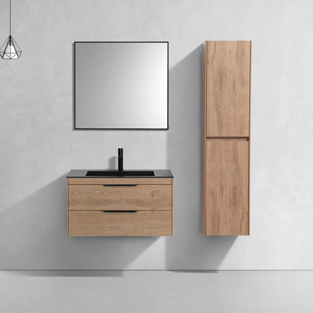 База под раковину Chiara 2D 800 подвесная, 2 выкатных ящика soft-close, N.Oak