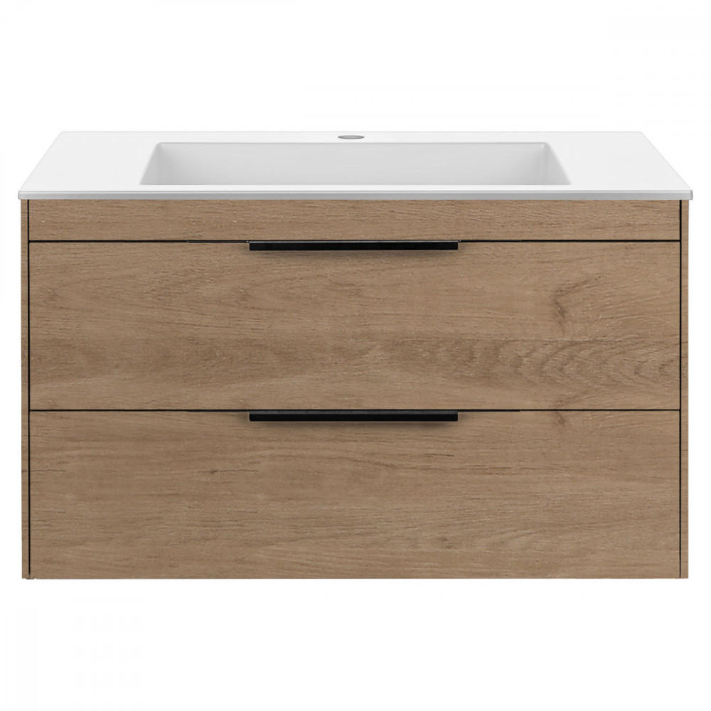 База под раковину Chiara 2D 800 подвесная, 2 выкатных ящика soft-close, N.Oak