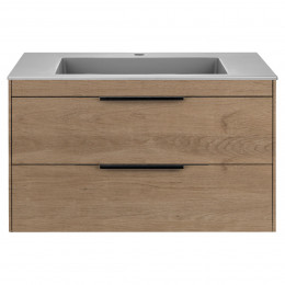 База под раковину Chiara 2D 800 подвесная, 2 выкатных ящика soft-close, N.Oak