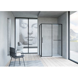 Душевой уголок Slim Soft VSR-1SS9015CLB, 1500*900, черный, стекло прозрачное