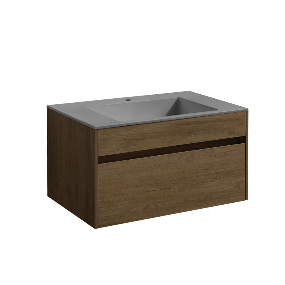 База под раковину Chiara 800 подвесная, 1 выкатной ящик soft-close, T. Oak