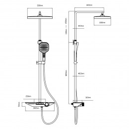 Душевая стойка VSFS-411GM с изливом, вороненая сталь