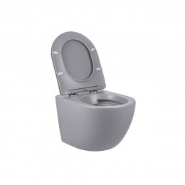 Унитаз подвесной Globo VT1-14SMG безободковый, цвет матовый серый, ультратонкое сиденье soft-close