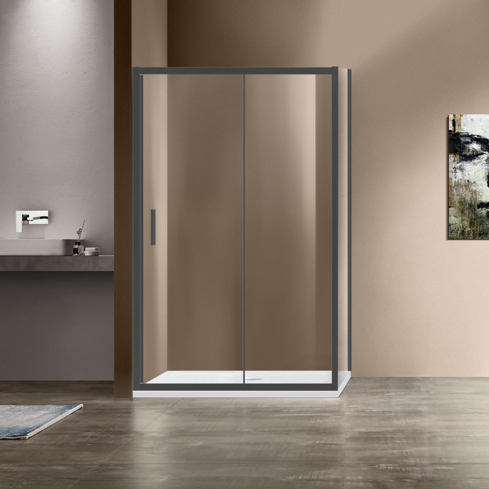 Душевой уголок Garda VSR-1G8015CLGM, 1500*800, вороненая сталь, стекло прозрачное
